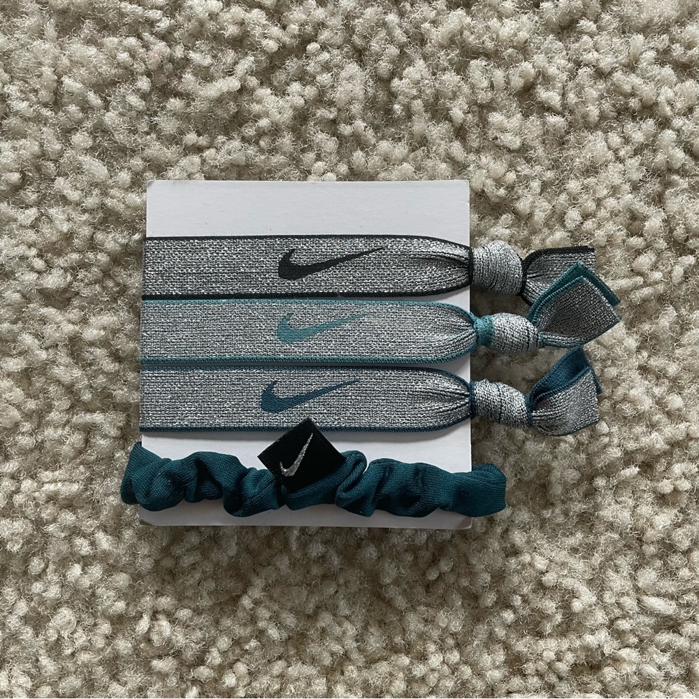 Nike Elastic Hair Bands in Teal and Silver (4)
